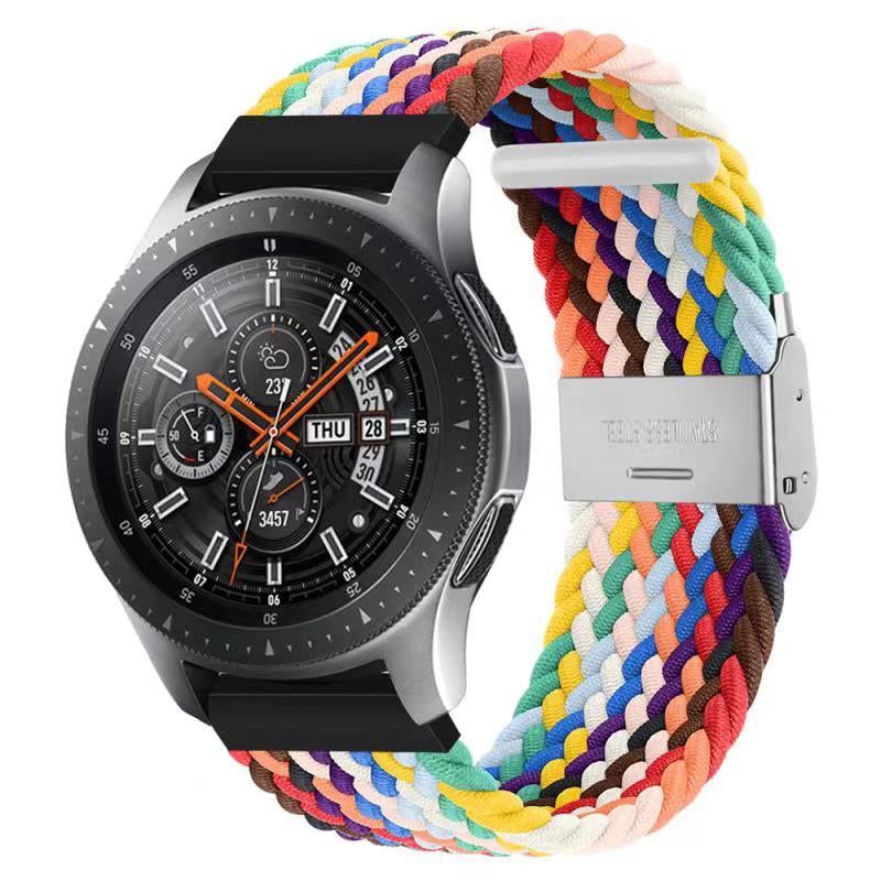 Bracelete entrançada Solo loop ajustável Samsung Galaxy Watch 3 45mm Rainbow-#32