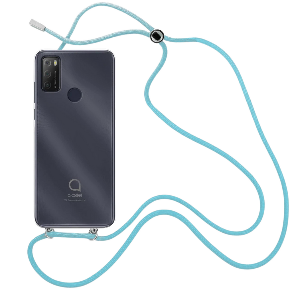 Capa cristal com fio cordão azul para Alcatel 3L 2021