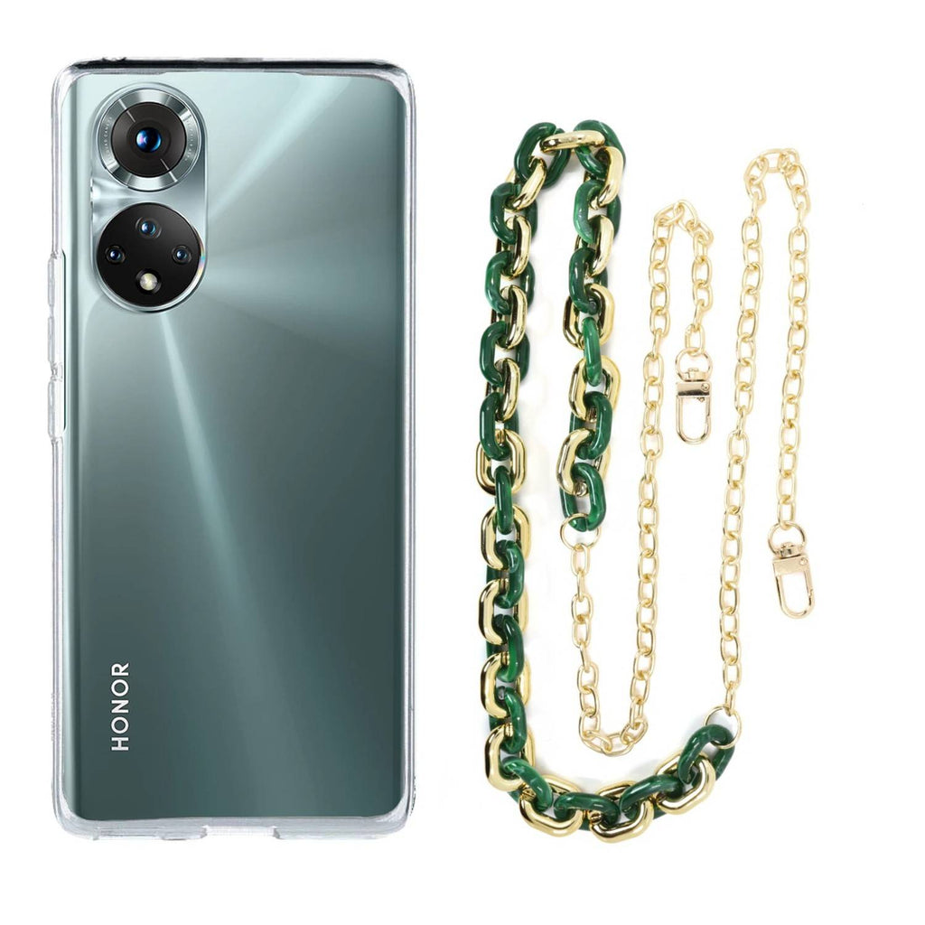 Capa cristal com cordão corrente verde para Huawei Nova 9