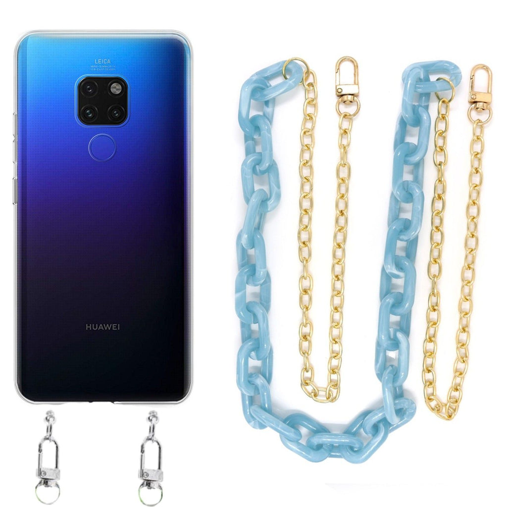 Capa cristal com cordão corrente azul para Huawei Mate 20