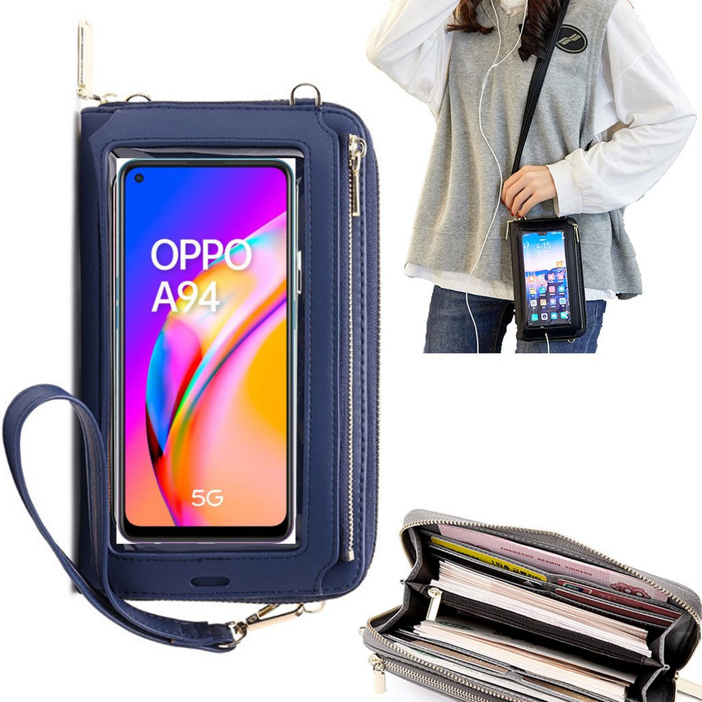 Bolsa Mala tira-colo com função touch ecrã Oppo A94 5G Azul claro