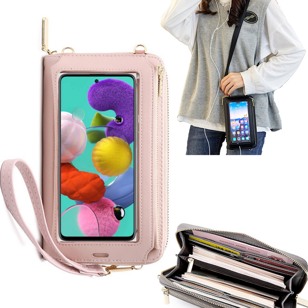 Bolsa Mala tira-colo com função touch ecrã Samsung A51 5G Rosa