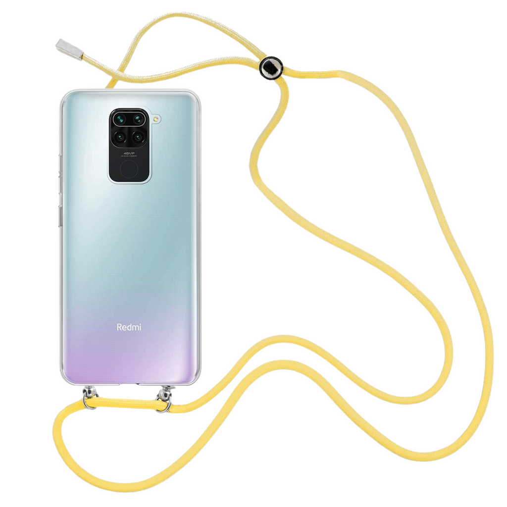 Capa cristal com fio cordão amarelo para Xiaomi Redmi Note 9