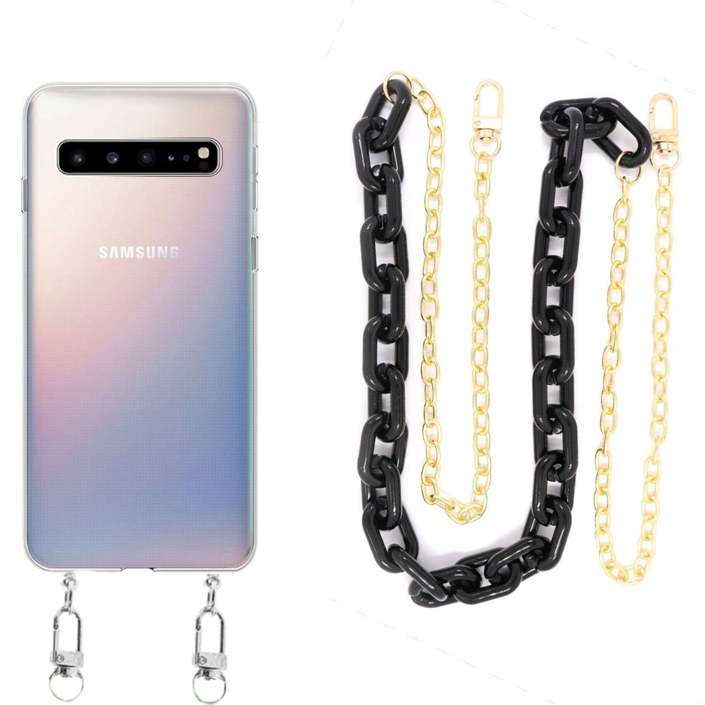 Capa cristal com cordão corrente preto para Samsung Galaxy S10 5G