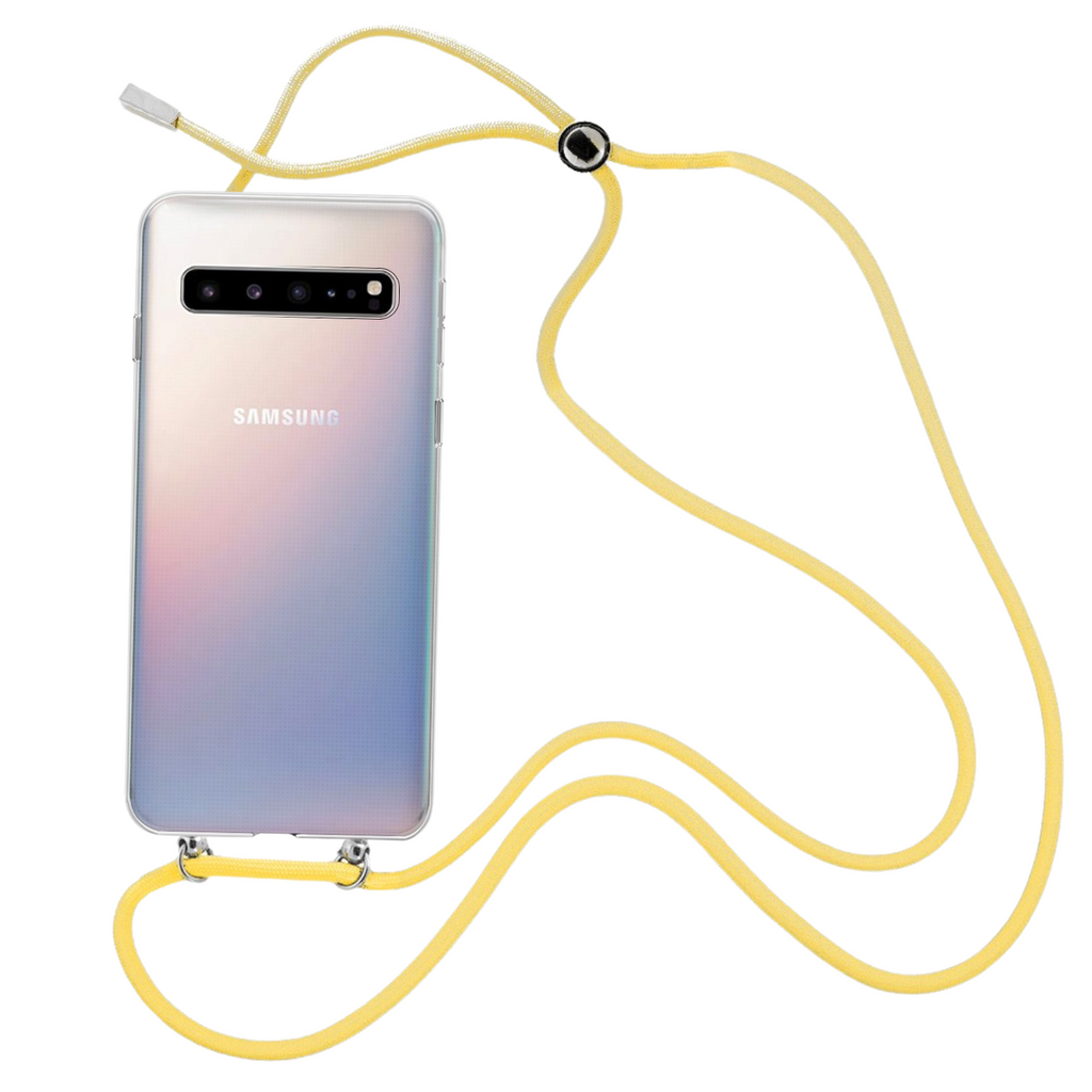 Capa cristal com fio cordão amarelo para Samsung Galaxy S10 5G