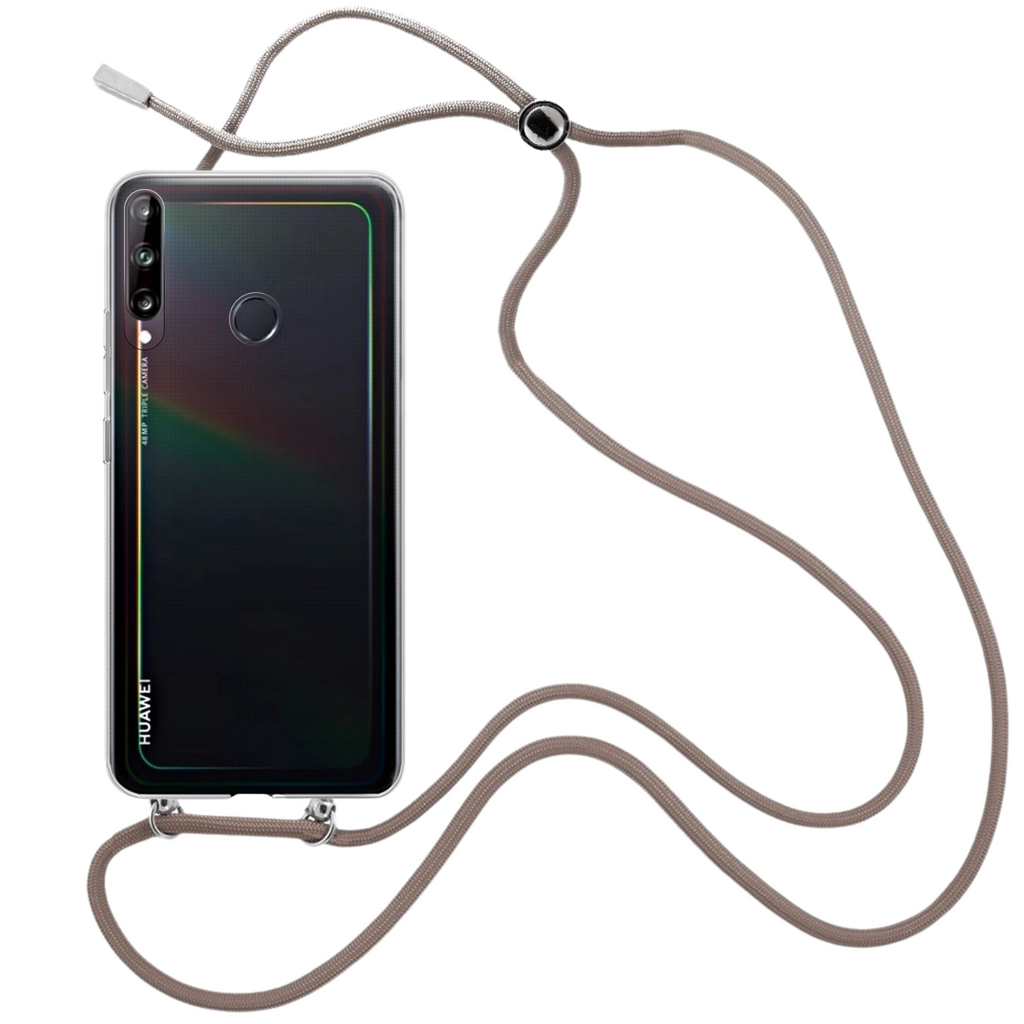 Capa cristal com fio cordão castanho para Huawei P40 Lite E