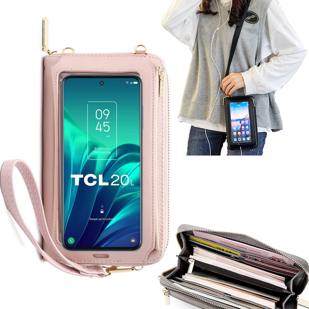 Bolsa Mala tira-colo com função touch ecrã TCL 20L Plus Rosa