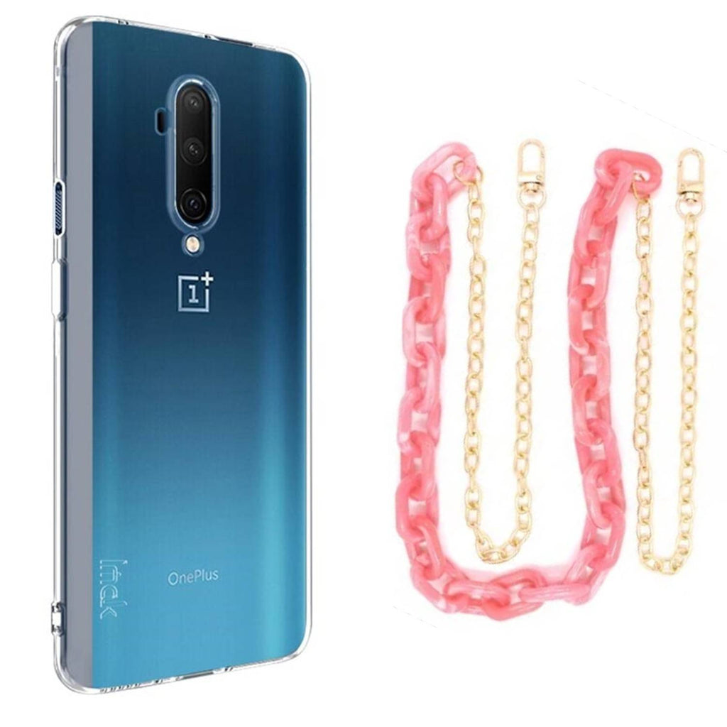 Capa cristal com cordão corrente rosa para Oneplus 7T Pro