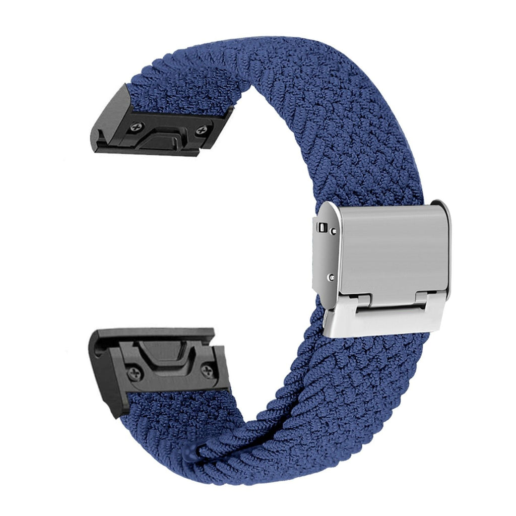 Bracelete entrançada Solo loop ajustável para Garmin quatrix 7 - Sapphire Edition Azul