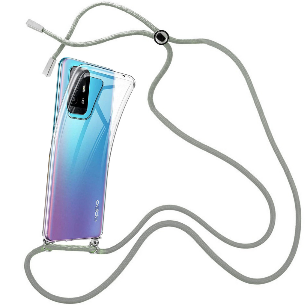 Capa cristal com fio cordão cinza para Oppo A94 5G